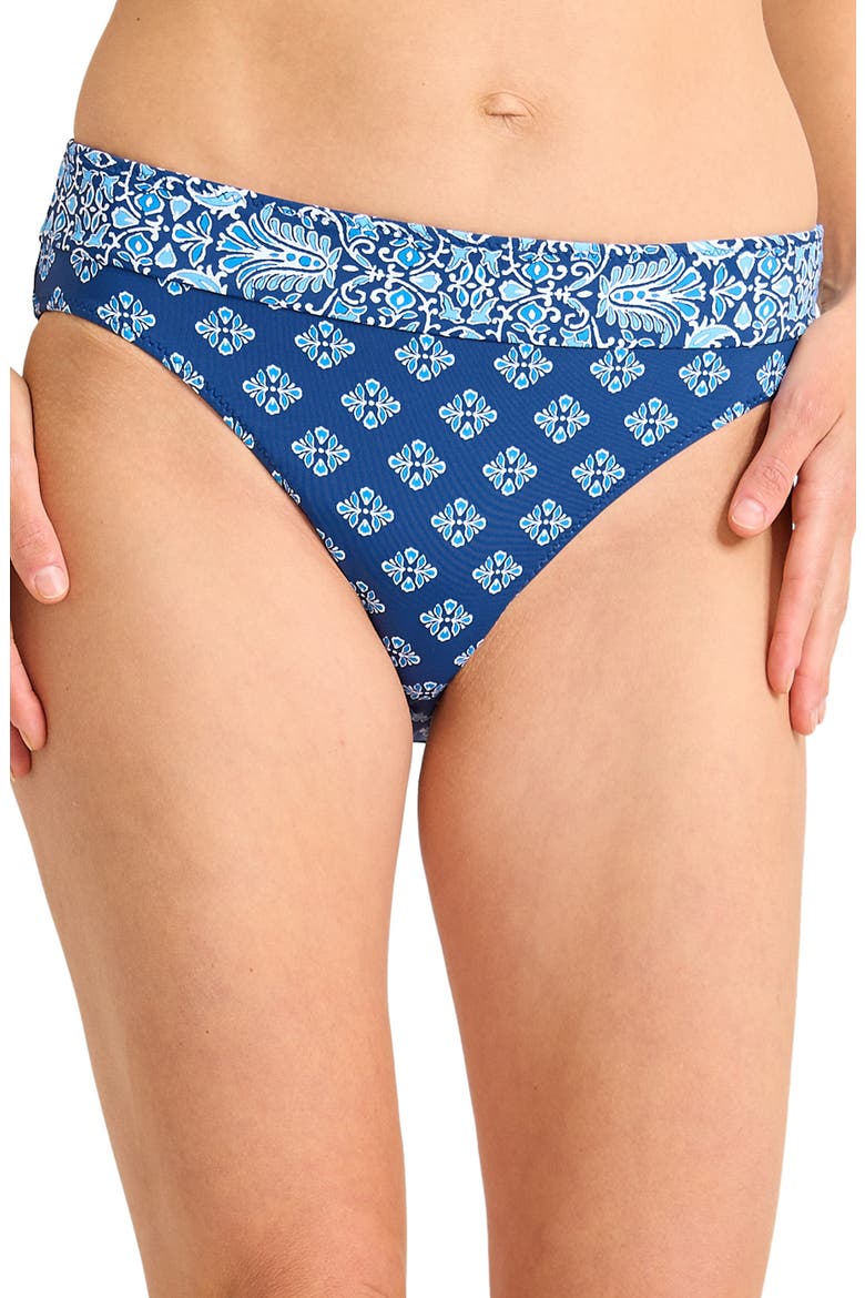 Noble Pineapple Reversible High Waist Bikini Bottoms, Main, color, INDIGO TIDE REV