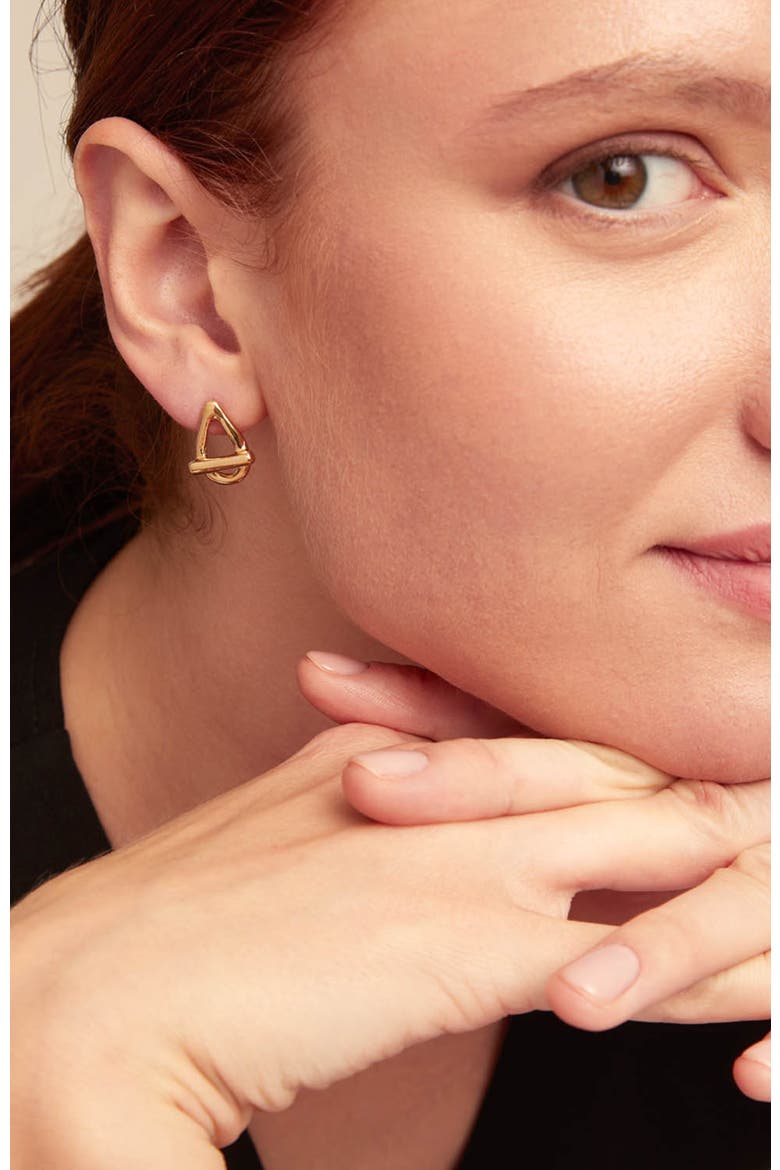 Drop Oval Link Shaped Earrings, Alternate, color, Gold