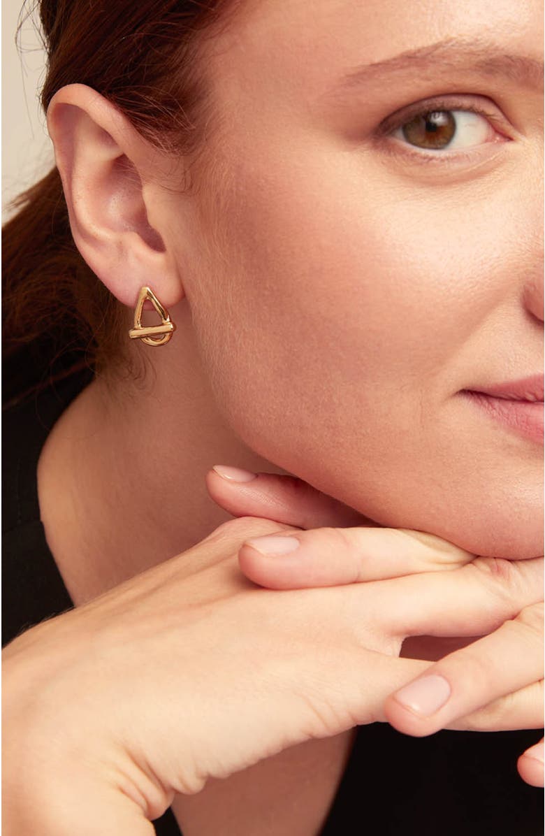 UNODE50 Drop Oval Link Shaped Earrings, Alternate, color, Gold