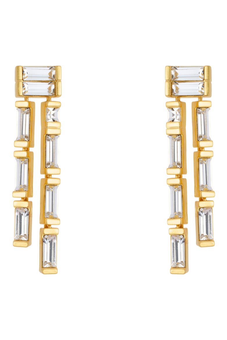 Livia Linear Crystal Drop Earrings, Main, color, GOLD TONE / CLEAR CRYSTAL