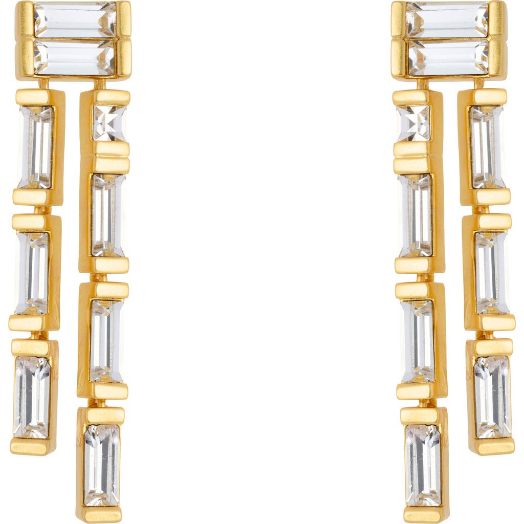 Reiss Livia Linear Crystal Drop Earrings In Gold