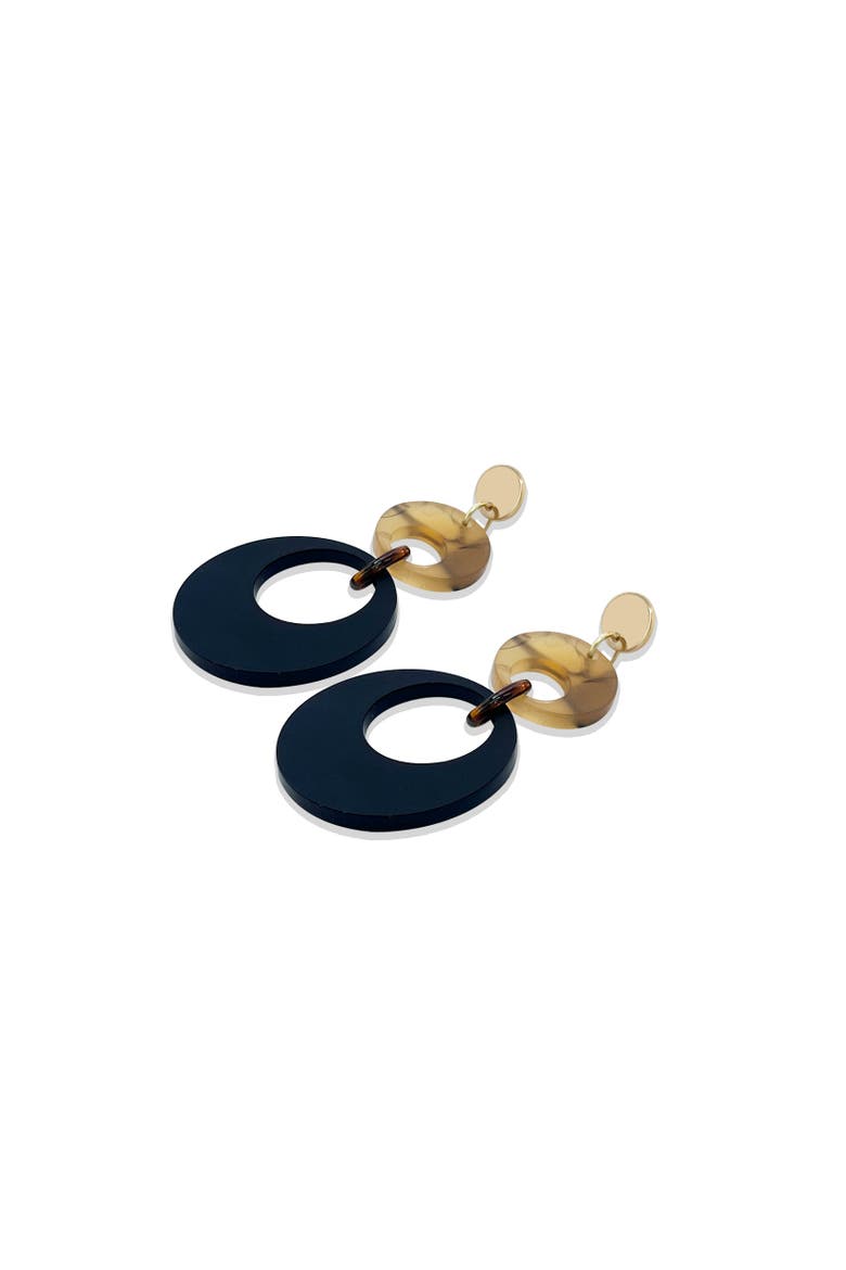 Swinging Circle Drop Earrings, Alternate, color, Black & White Tortoiseshell