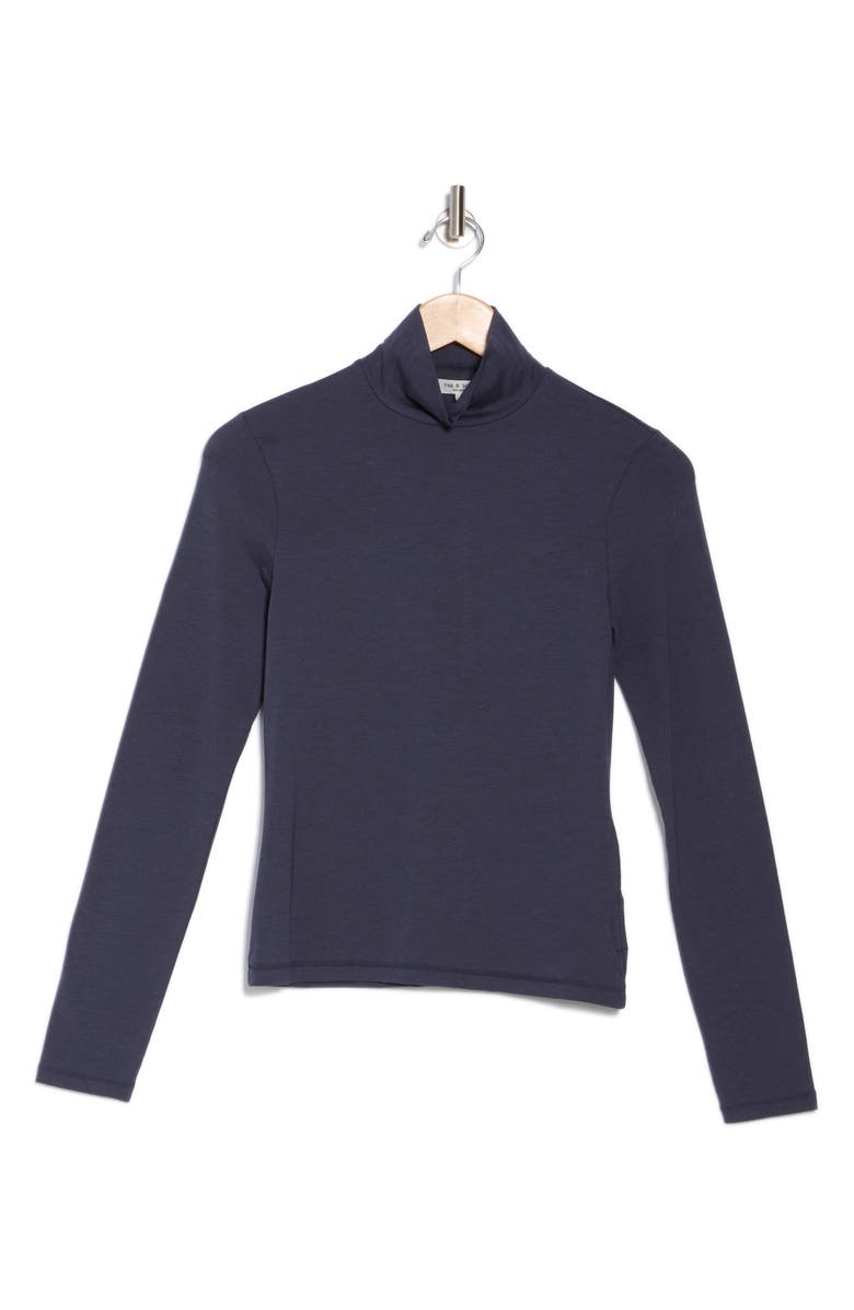 rag & bone Lucy Long Sleeve Turtleneck Top, Alternate, color, Navy