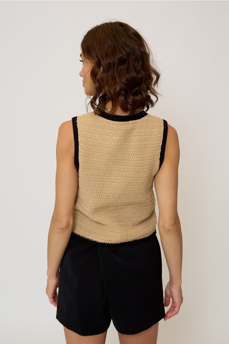 Women's Rose Scallop Edge Tank Top, Alternate, color, Black/Tan