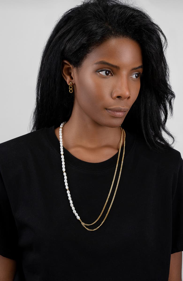 Adornia Imitation Pearl & Curb Chain Necklace, Alternate, color, 