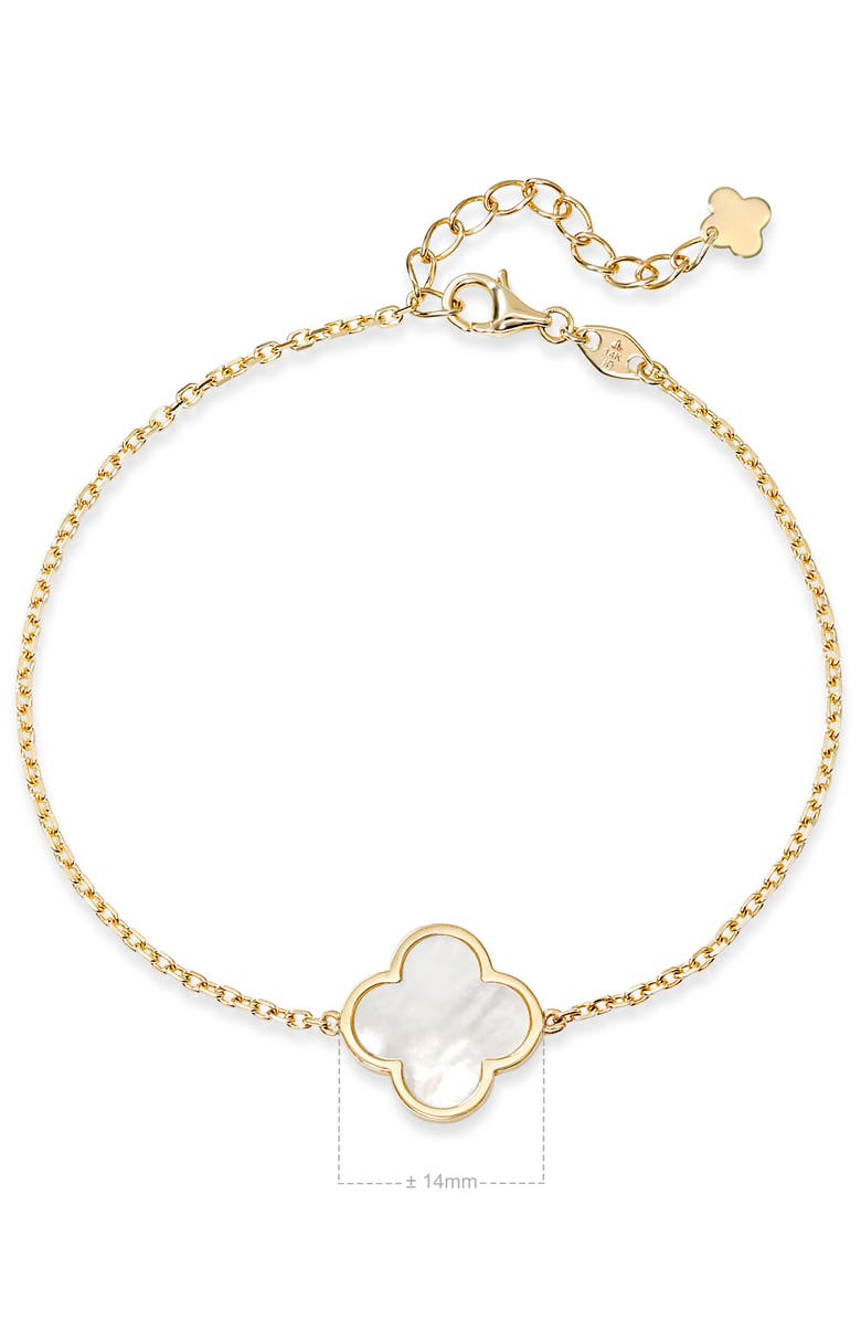 DEVATA Mother of Pearl Clover Bracelet in 14K Gold, 14mm, Alternate, color, Yellow Gold