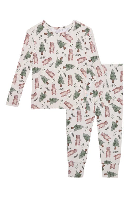 Posh Peanut Kids' Print Fitted Two-Piece Pajamas in Beary 