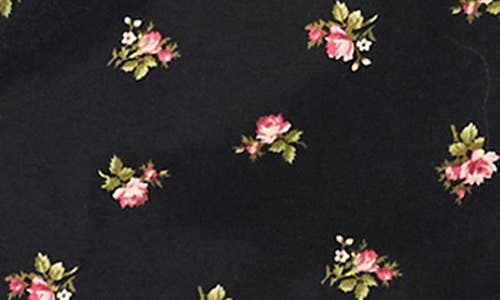 Ralph Lauren Lauren  Floral Print Cotton Blend Pajamas In Black