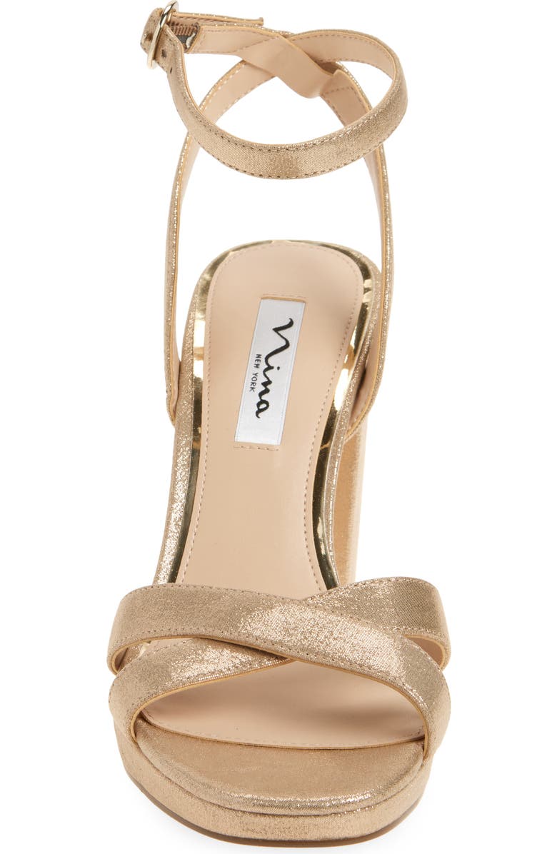 Nina Sheilia Ankle Strap Sandal, Alternate, color, Taupe Reflective Suedette