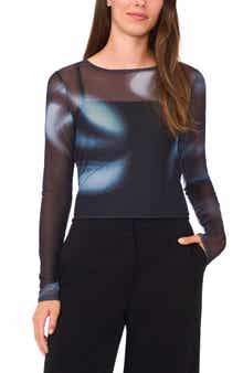 Halogen® Swift Blur Mesh Top