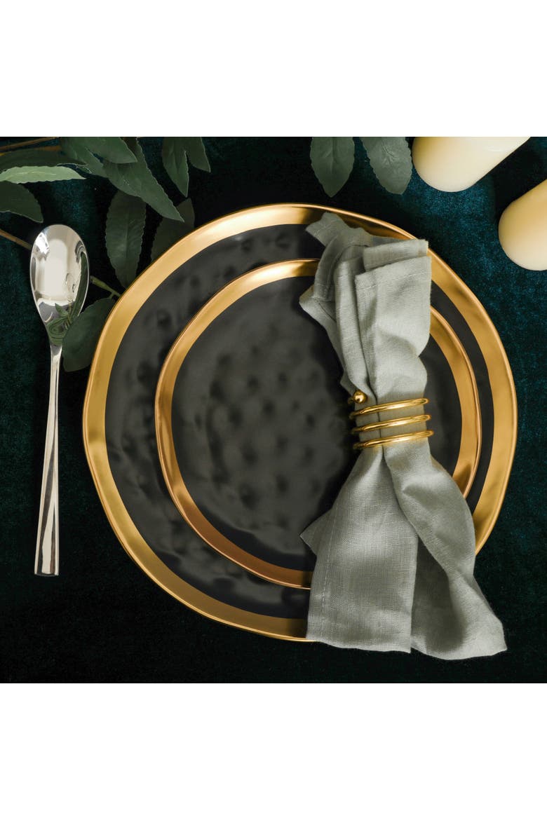 Florian Porcelain 32-Piece Dinnerware Set, Alternate, color, Black