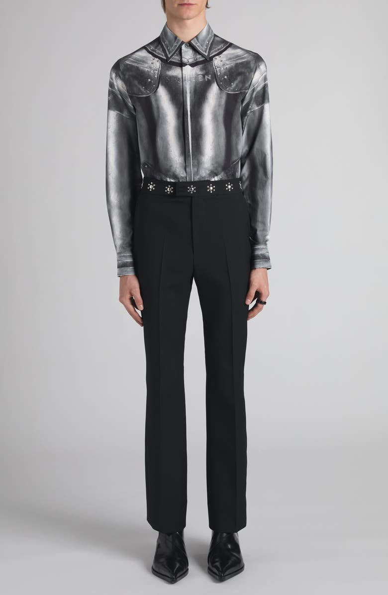 McQueen Armour Trompe l'Oeil Button-Up Shirt, Alternate, color, Steel