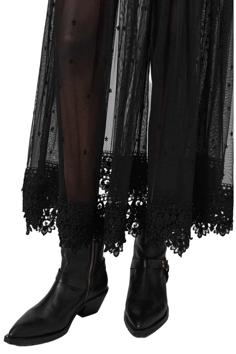 Trixie Lace Maxi Skirt, Alternate, color, JET BLACK