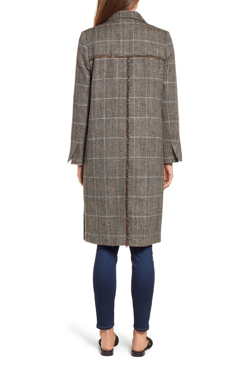 Double Breasted Plaid Coat, Alternate, color, BROWN