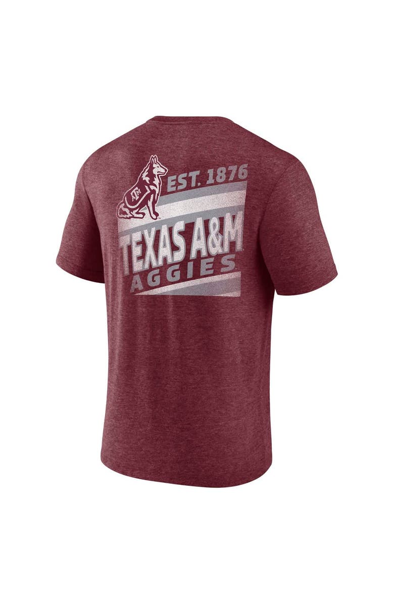 FANATICS Heather Maroon Texas A&M Aggies Ideal Faded Tri-Blend T-Shirt, Alternate, color, Heather Maroon