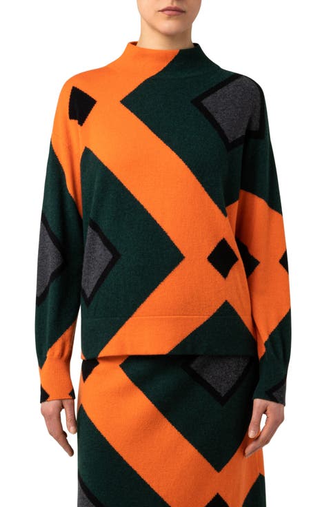 Tile Roof Intarsia Cashmere Sweater