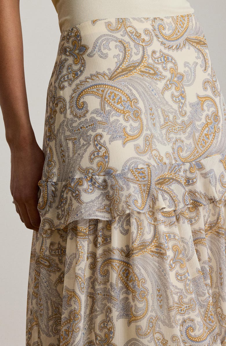 Lauren Ralph Lauren Paisley Ruffle Tiered Maxi Skirt, Alternate, color, Cream/ Multi