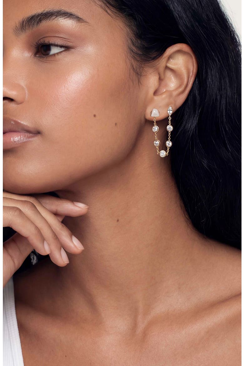 Light Double Piercing Earrings, Alternate, color, BONE