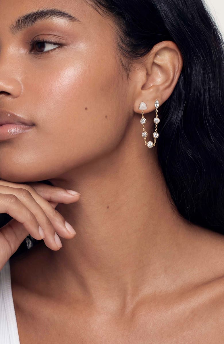 Ettika Light Double Piercing Earrings, Alternate, color, Bone