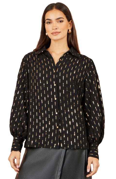 Sequin Dash Collared Blouse