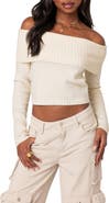 EDIKTED Tamara Foldover Off the Shoulder Sweater