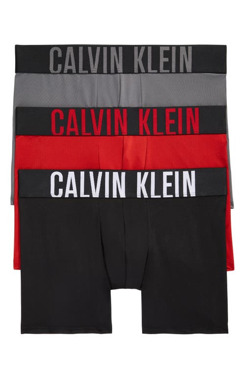 Calvin Klein Intense Power Logo Waistband Micro Boxer Briefs, Pack Of 3 In Lxo Black/grey