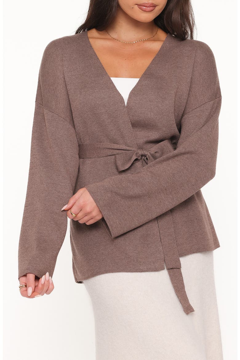 Mallory Wrap Cardigan, Main, color, BROWN