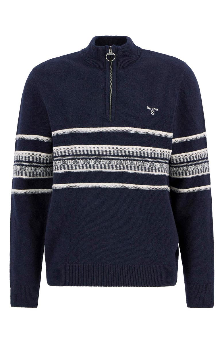 Barbour Kepwick Stripe Wool Half Zip Sweater, Alternate, color, Navy