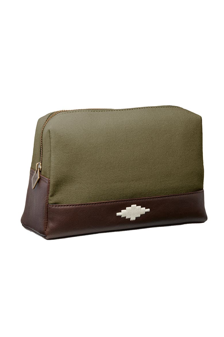 Afeite Leather Dopp Kit, Main, color, Brown/Forest/Cream
