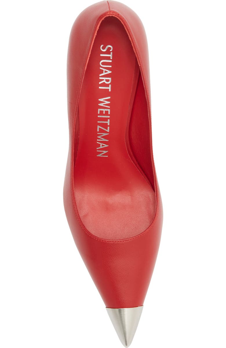 Stuart Weitzman Stuart Capsize Pointed Toe Pump, Alternate, color, Cherry/ Brushed Silver