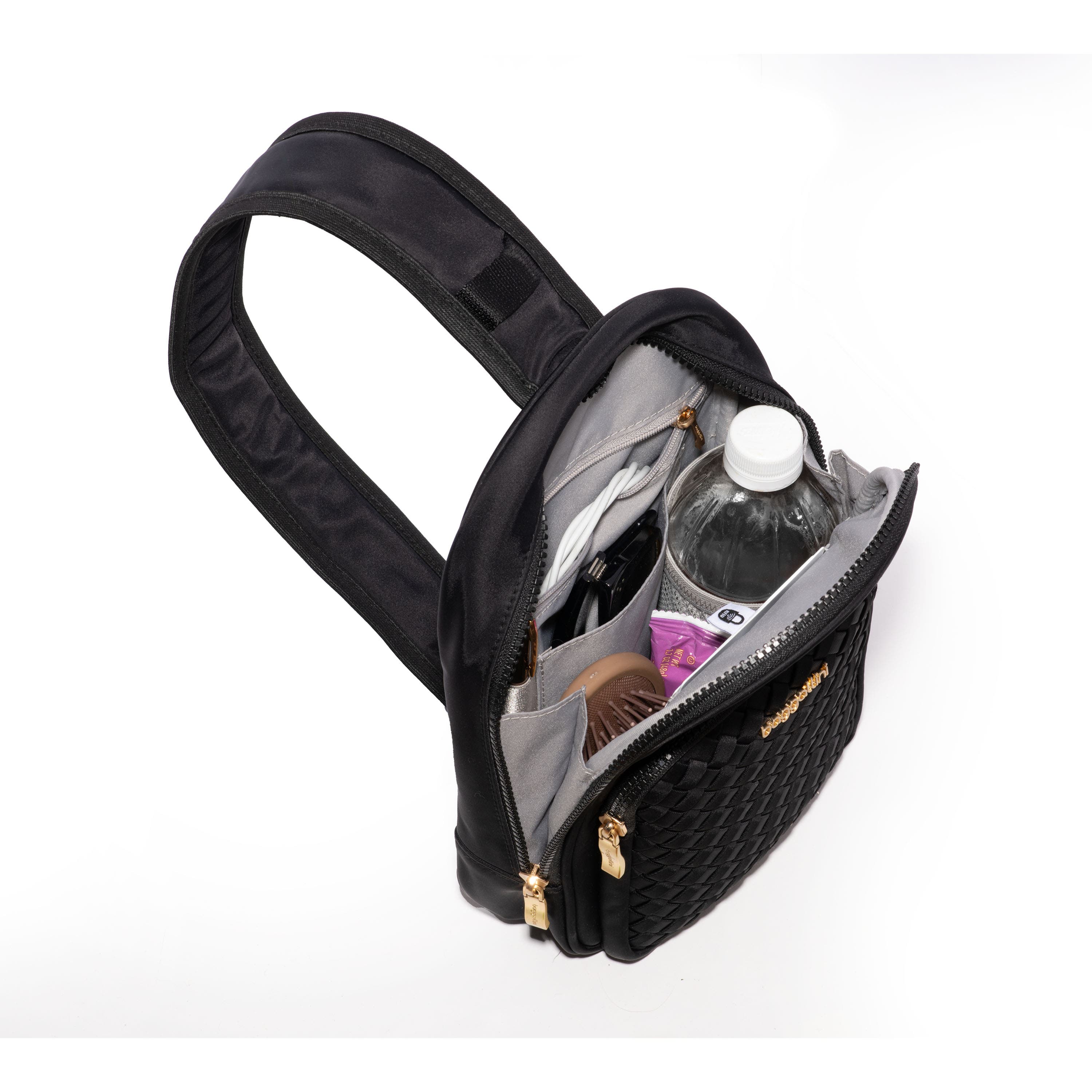 BAGGALLINI Waverly Woven Sling, Alternate, color, Black Woven Twill