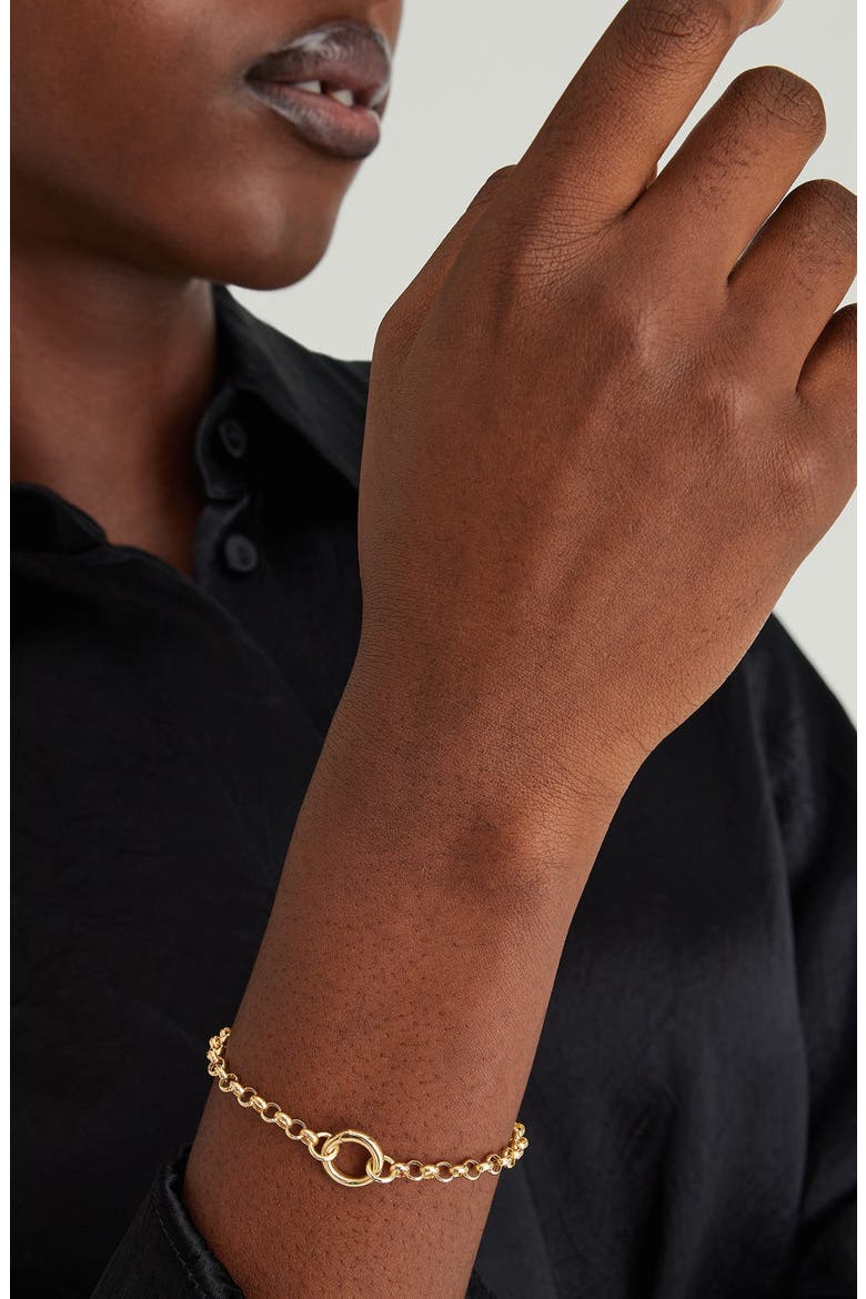 Rolo Chain Charm Bracelet, Alternate, color, Yellow Gold