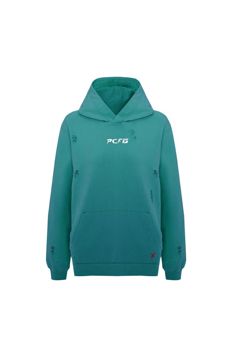 PCFG Cotton Destroyed Hoodie, Alternate, color, Green