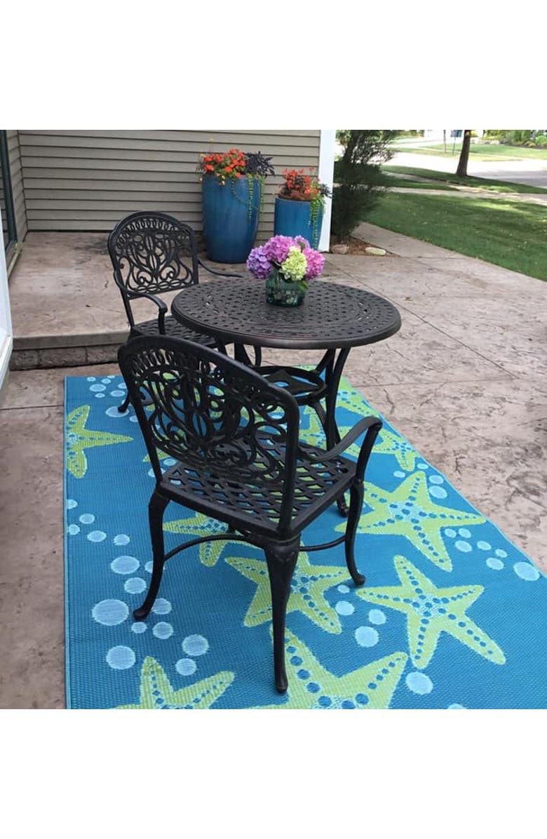 Mad Mats Starfish Rug, Alternate, color, Blue Green - 5'X8'