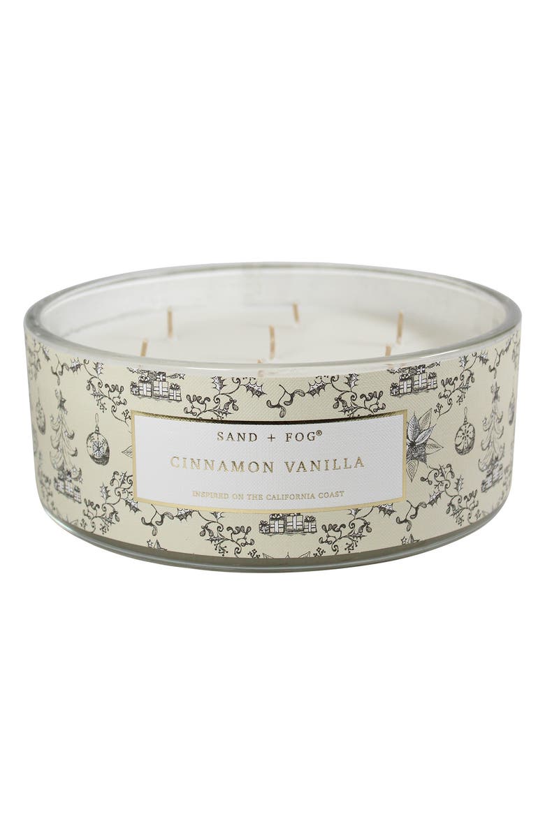 SAND AND FOG Cinnamon Vanilla Seven-Wick Candle, Alternate, color, Cream