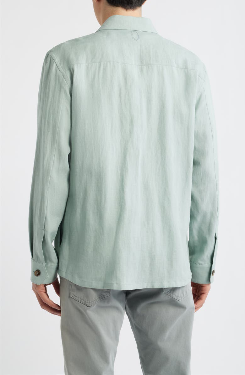 Canali Relaxed Fit Linen Overshirt, Alternate, color, Green