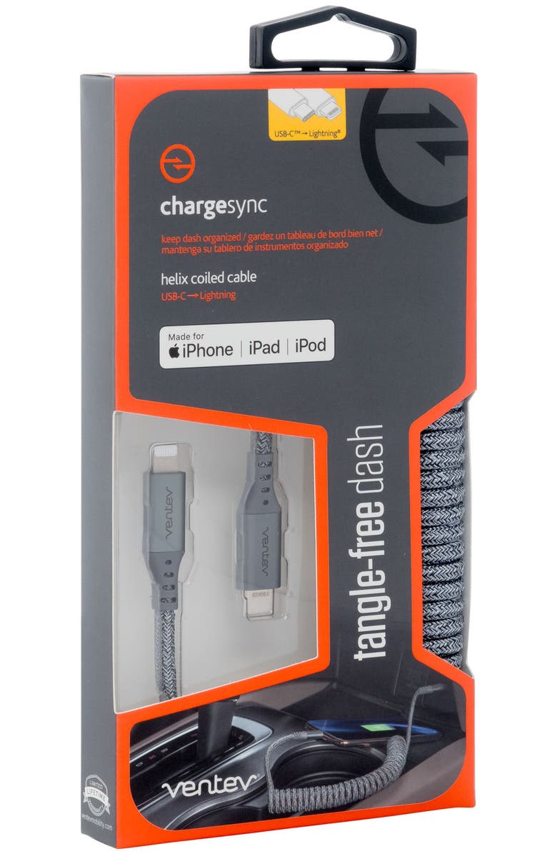 Ventev Helix USB-C to Apple Lightning High Speed Travel 3 Foot Cable, Alternate, color, Gray
