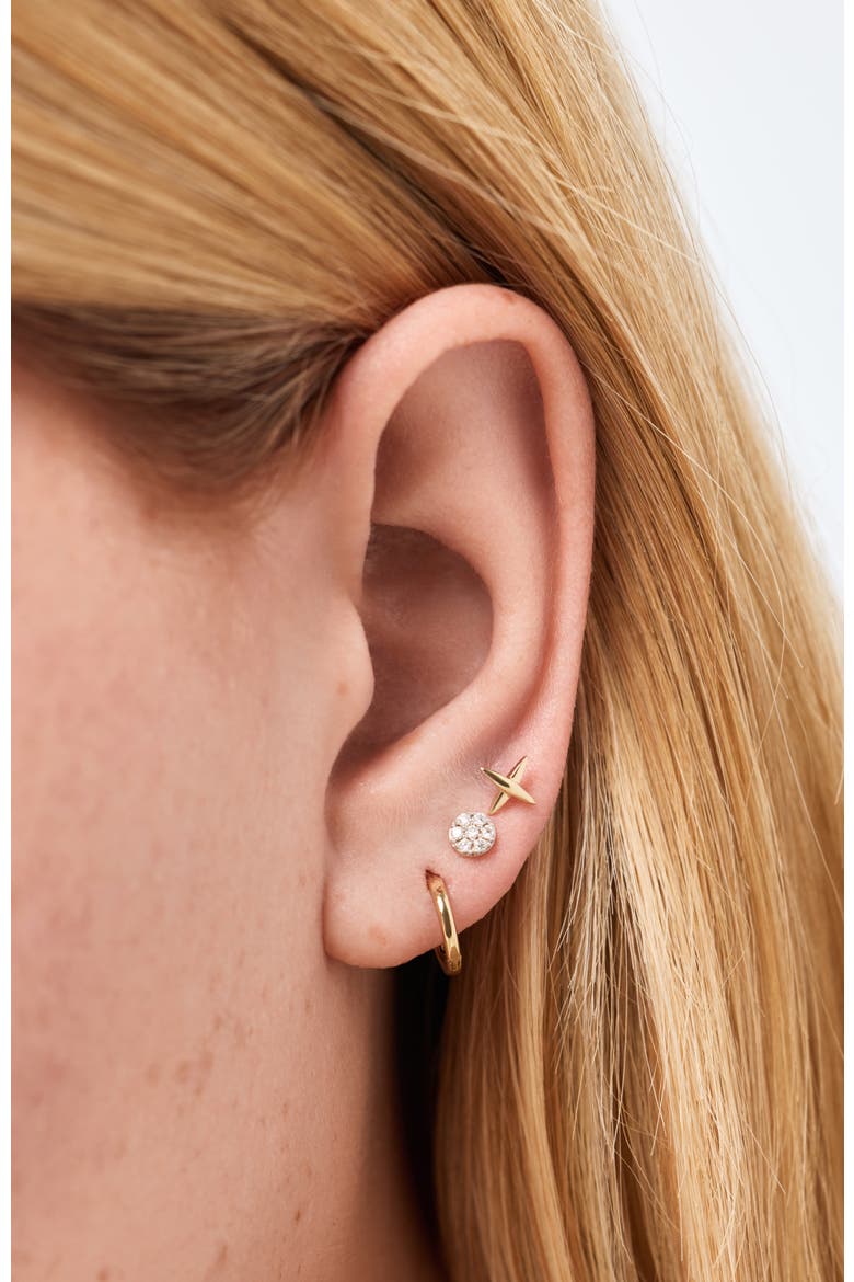 Solid Yellow Gold - X Flatback Single Stud, Alternate, color, Gold