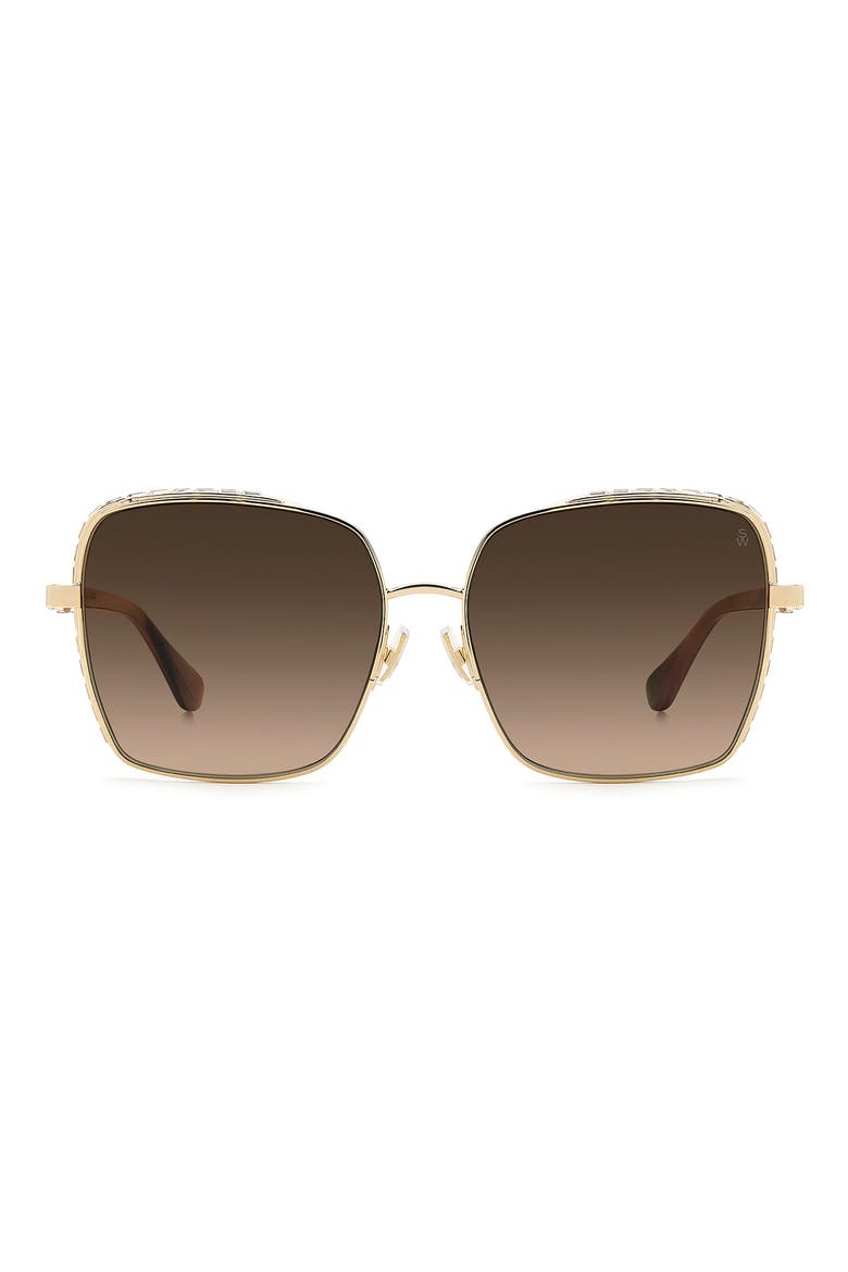 60mm Crystal Gradient Rectangular Sunglasses, Main, color, GOLD/ BROWN SF