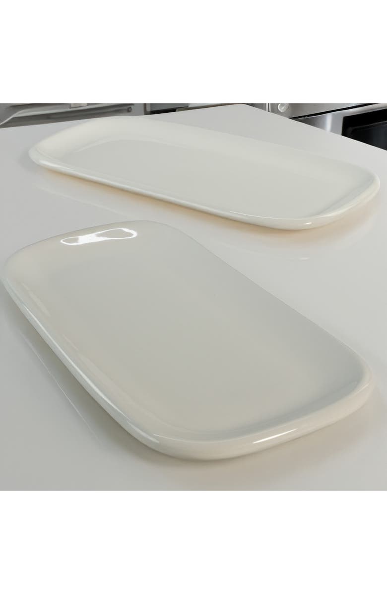 BIA Cordon Bleu Set of 2 Assorted Impulse Rectangular Platters, Alternate, color, White