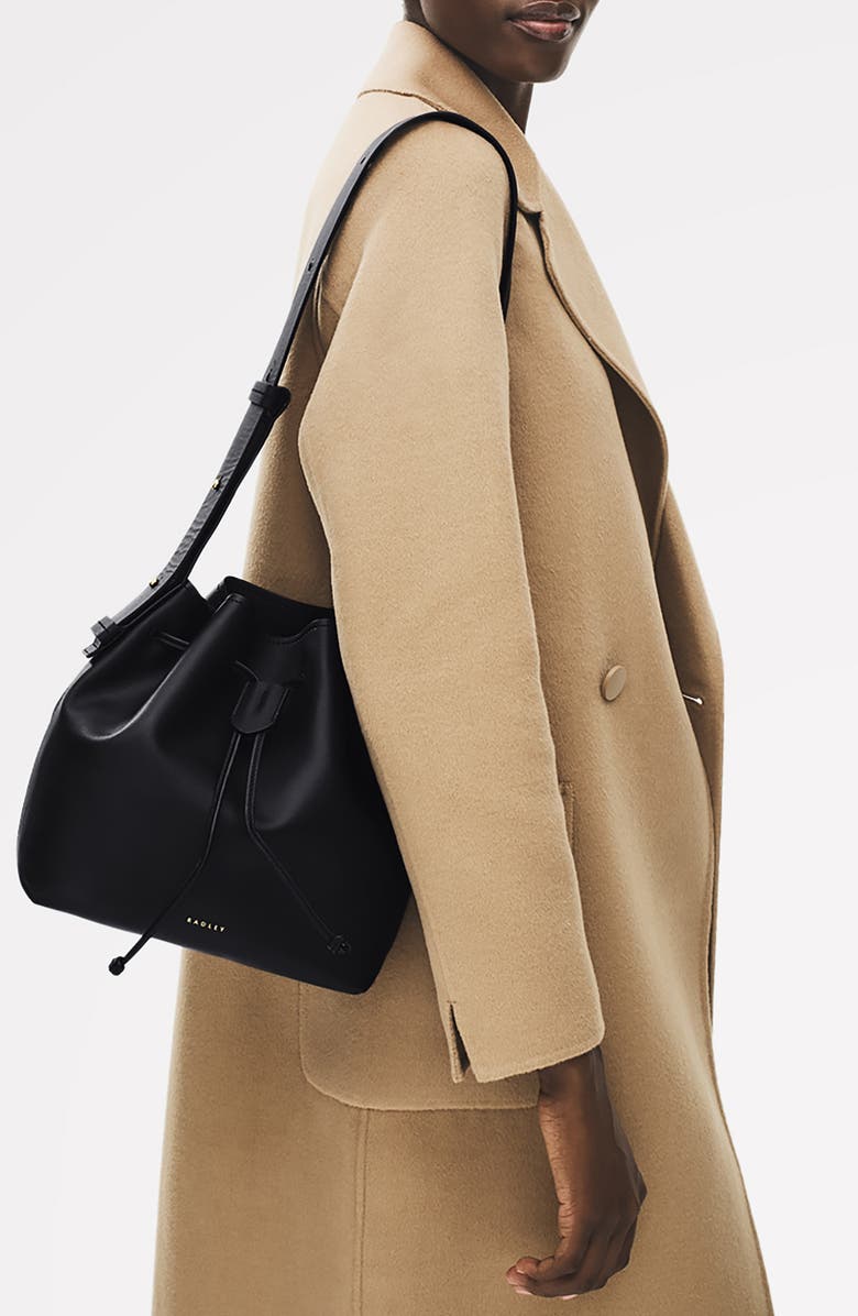 Radley York Leather Bucket Bag, Alternate, color, Black