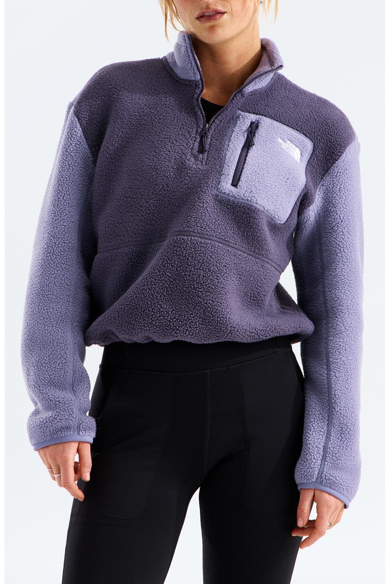 Yumiori Colorblock High Pile Fleece Half-Zip Pullover, Main, color, ENDLESS DUSK/ GROUNDED PLUM