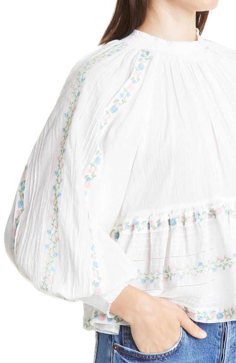 byTiMo Embroidered Peplum Cotton Top, Alternate, color, 