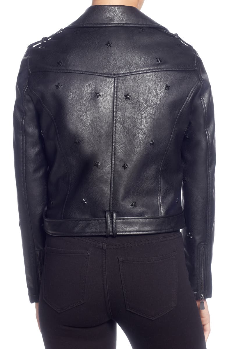 Catherine Catherine Malandrino Star Stud Faux Leather Moto Jacket, Alternate, color,