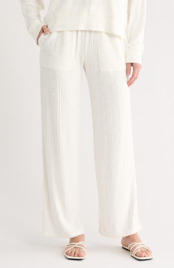 Splendid Textured Knit Pants In White