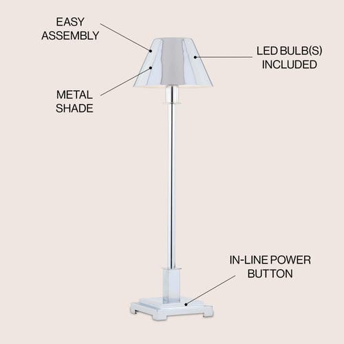 Jonathan Y Designs Roxy 26in Metal Shade Led Table Lamp In Chrome