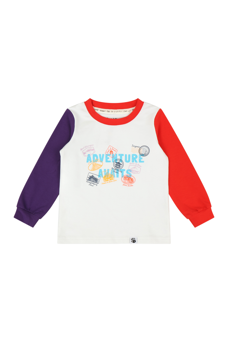 Kids Landmarks Tee - Adventure Awaits Colorblock Long Sleeve T-Shirt, Main, color, White