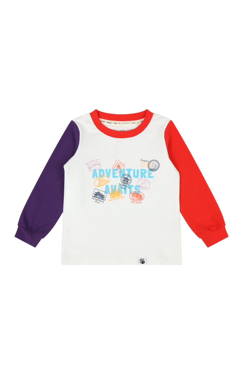 Mixed Up Clothing Kids Landmarks Tee - Adventure Awaits Colorblock Long Sleeve T-Shirt, Main, color, White