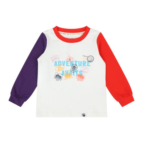 Kids Landmarks Tee - Adventure Awaits Colorblock Long Sleeve T-Shirt