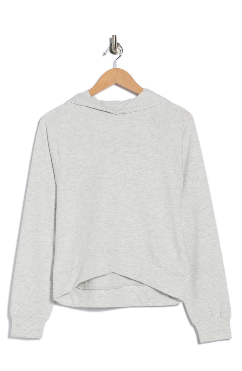 YOGALICIOUS Moxy Brushed French Terry Crop Hoodie, Alternate, color, Heather Light Grey
